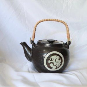Vintage Japanese Tea Pot Wicker Handle, Kyusu